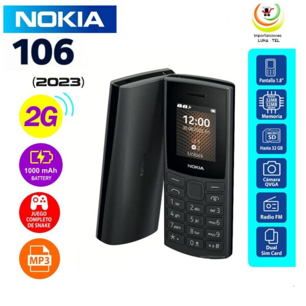 CELULAR BASICO NOKIA 106 2G DUAL SIM NEGRO